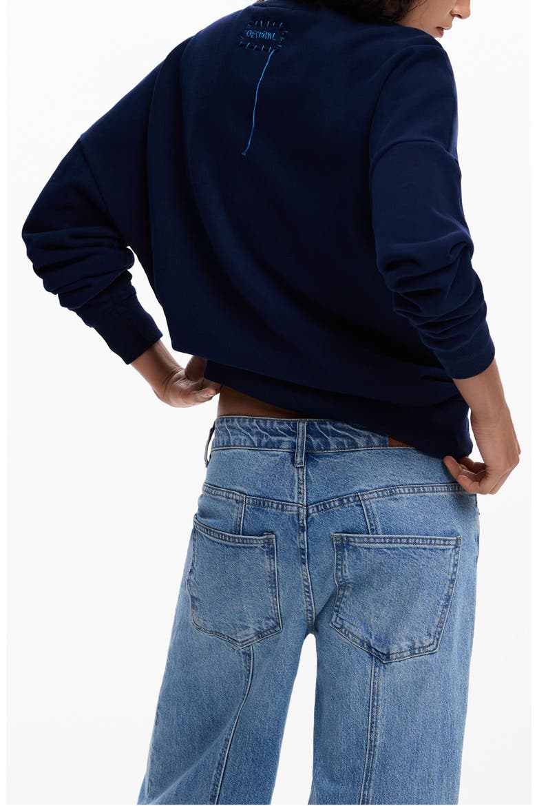 Pansy Cotton Graphic Sweatshirt, Alternate, color, BLUE