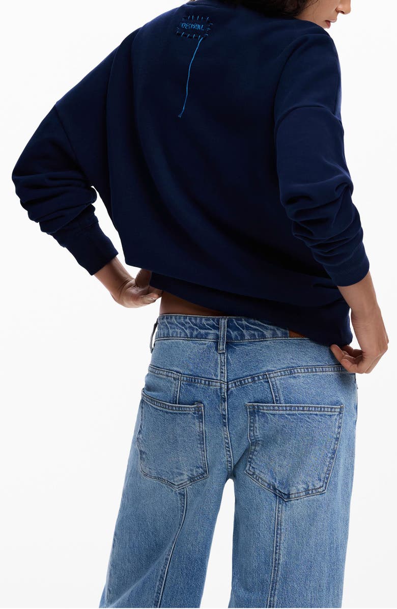 Desigual Pansy Cotton Graphic Sweatshirt, Alternate, color, Blue