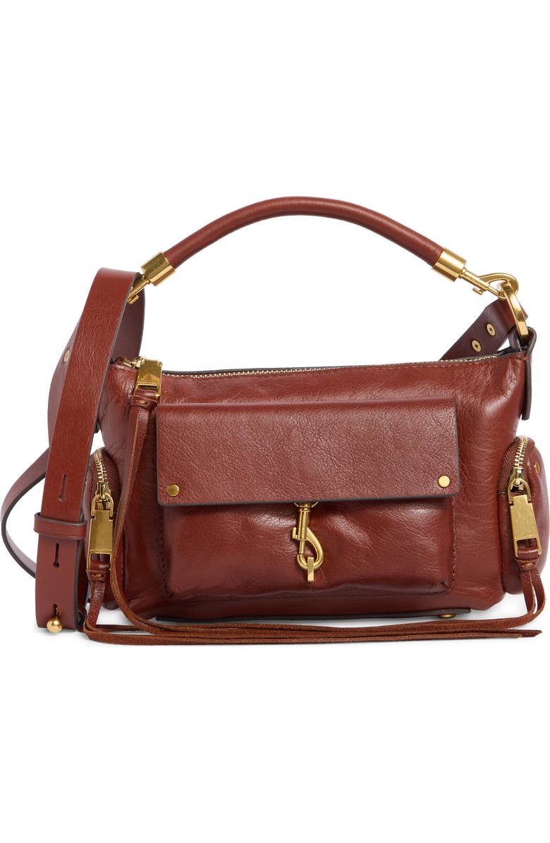 Rebecca Minkoff Mini Mab Leather Shoulder Bag, Main, color, Sienna