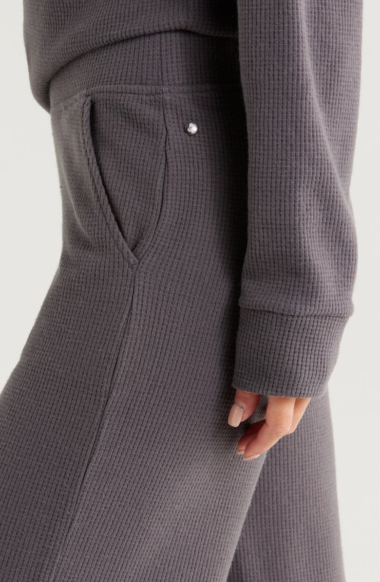 Zella Cozy Waffle Knit Pants, Alternate, color, Grey Forged