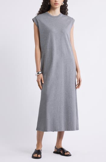 Muscle Sleeve Pima Cotton Jersey Maxi Dress