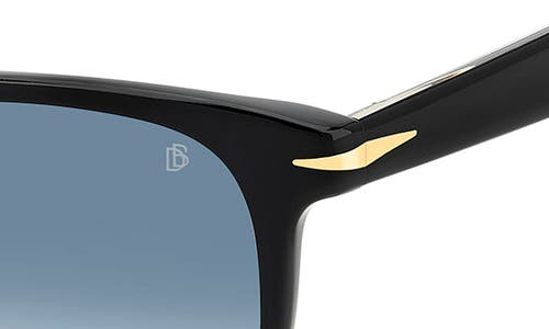David Beckham Eyewear 53mm Rectangular Sunglasses In Black/dark Blue Sf