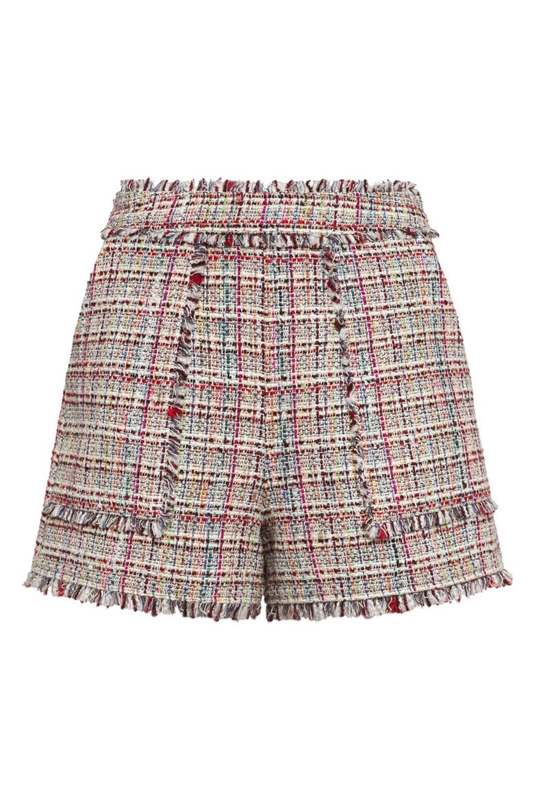 Allen Wildflower Fringe Trim Tweed Shorts, Alternate, color, IVORY MULTI