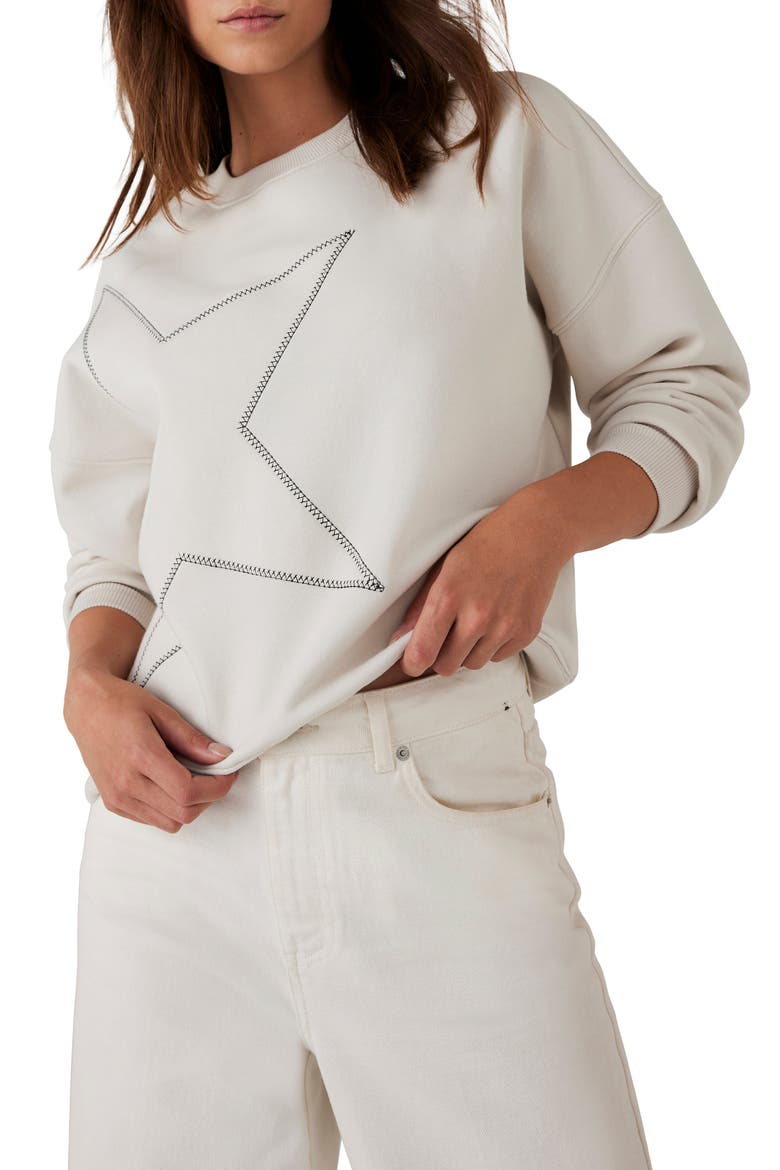 Cotton Blend Star Sweatshirt, Alternate, color, Ivory