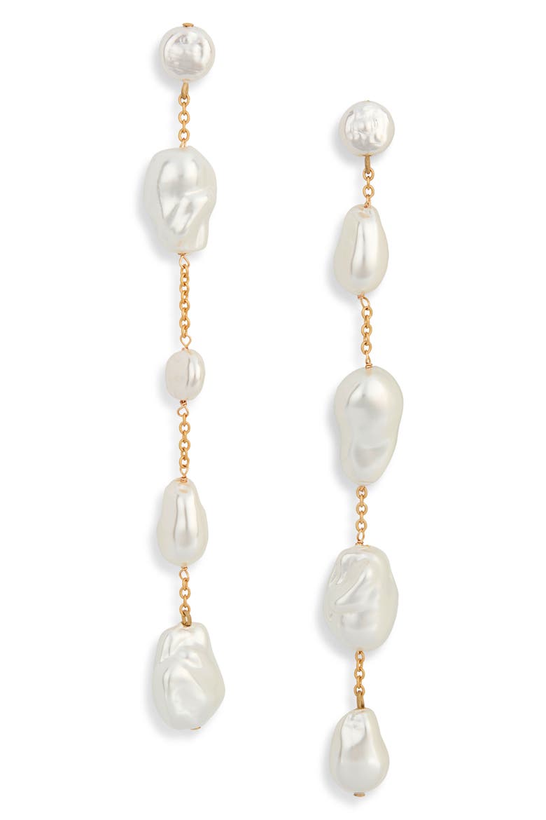 Vana Faux Pearl Drop Earrings, Main, color, PEARL