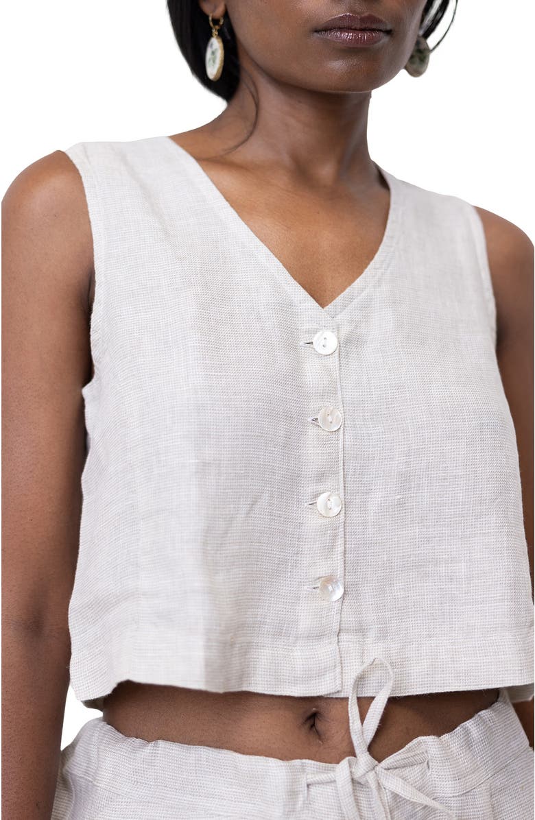 Reistor Cropped vest shirt, Alternate, color, Linen Check White