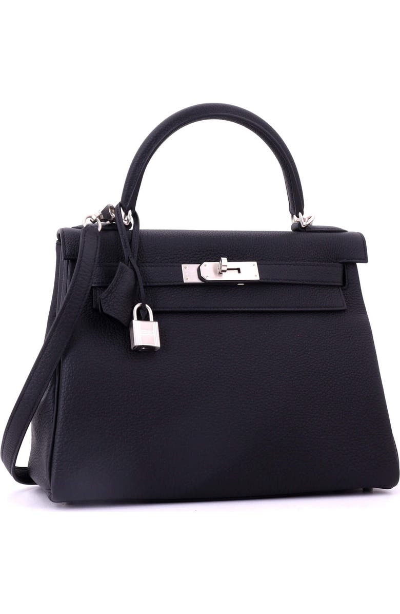 Pre-Owned Hermes Kelly Handbag Black Togo with Brushed Palladium Hardware 28, Alternate, color, Noir