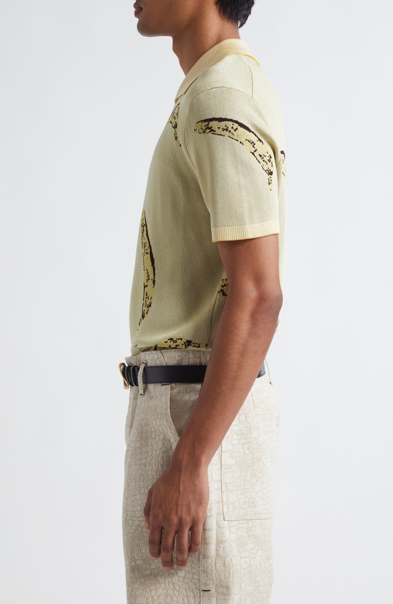 Jacquemus Le Polo Marino Jacquard Polo, Alternate, color, Banana Jacquard Yellow