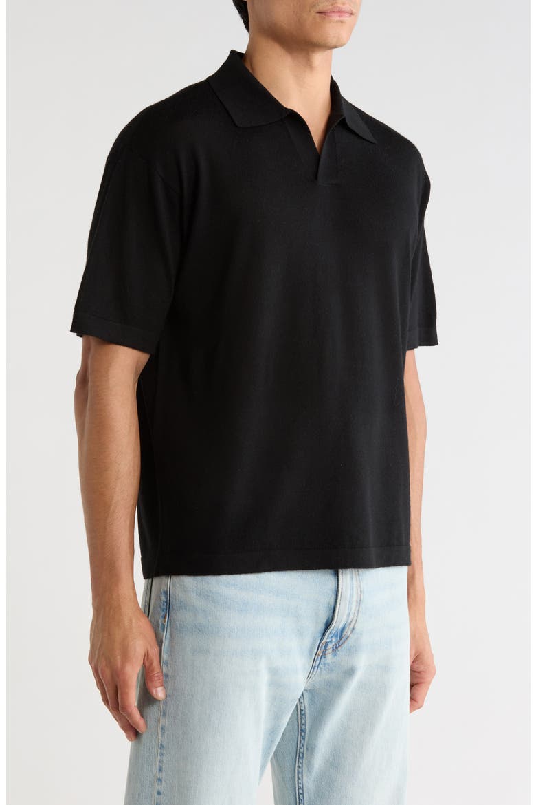 Superfine Merino Wool & Cashmere Sweater Polo, Alternate, color, BLACK