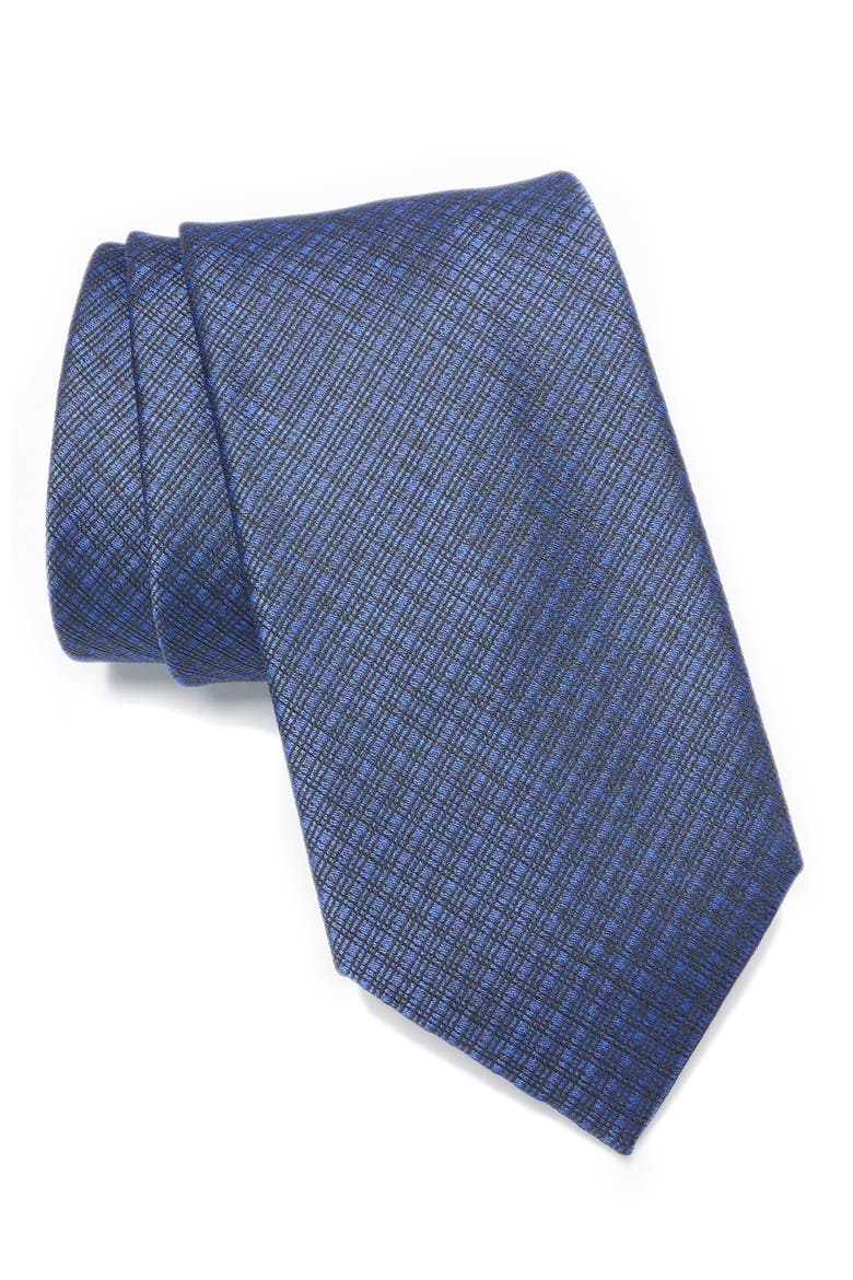 Rood Grid Jacquard Tie, Main, color, NAVY