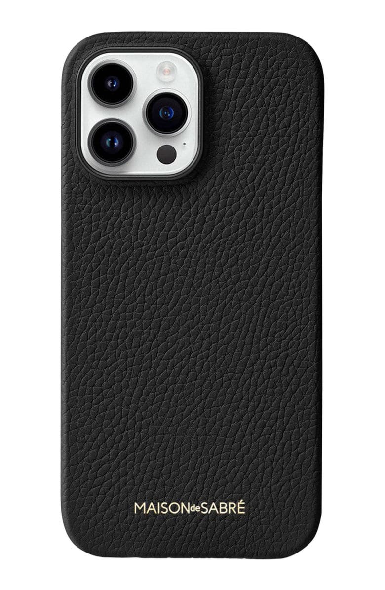 MAISON de SABRÉ Leather Phone Case, Main, color, Black Caviar