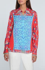 Elie Tahari The Haven Isle of Capri Stretch Silk Shirt