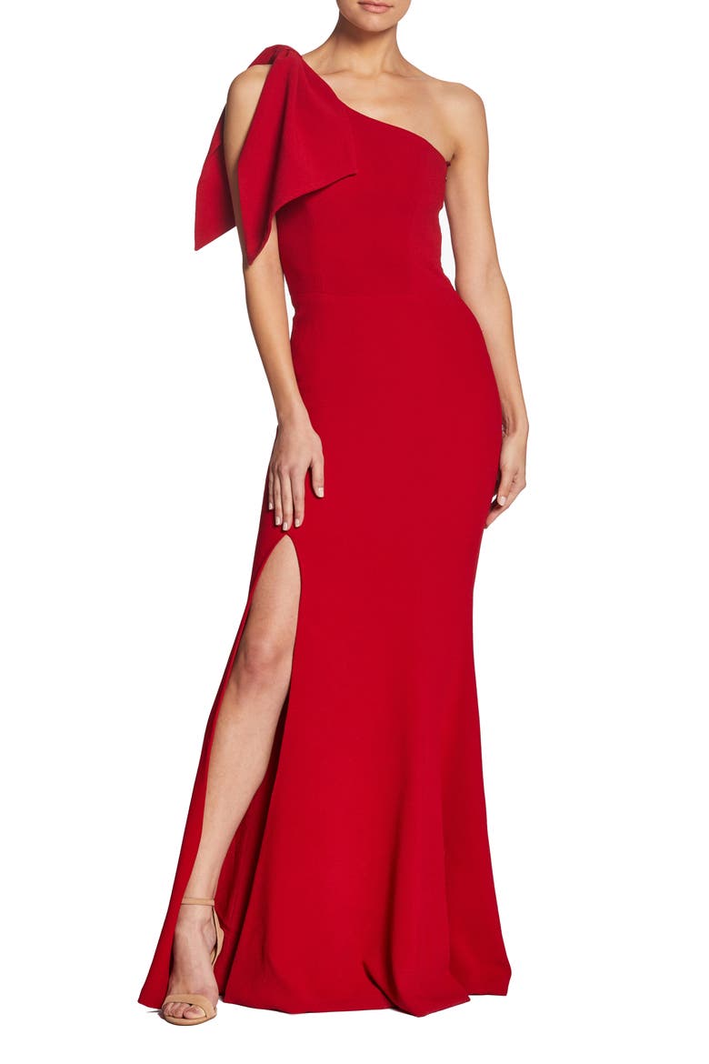 Georgina One-Shoulder Crepe Gown, Main, color, GARNET