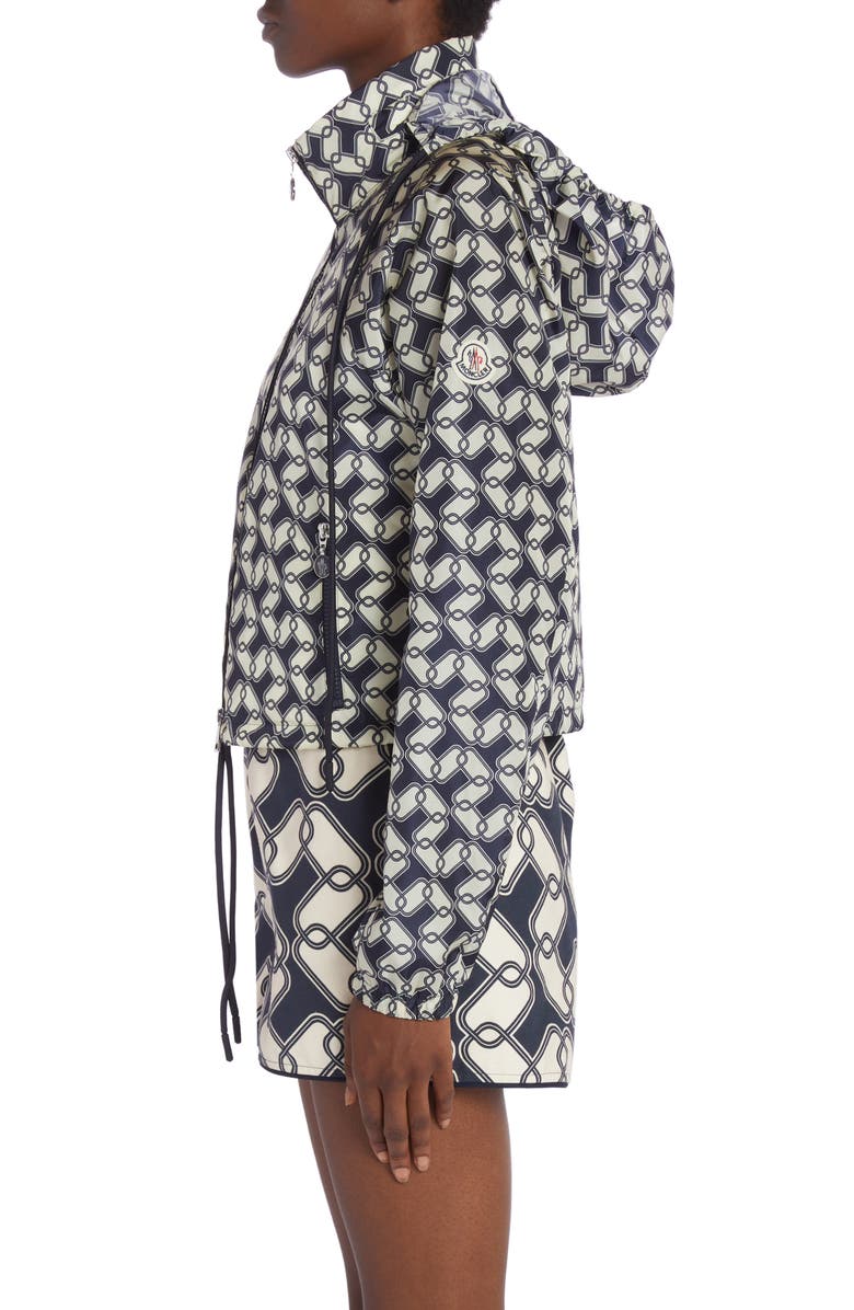 Moncler Marpessa Chain Link Print Hooded Windbreaker, Alternate, color, 