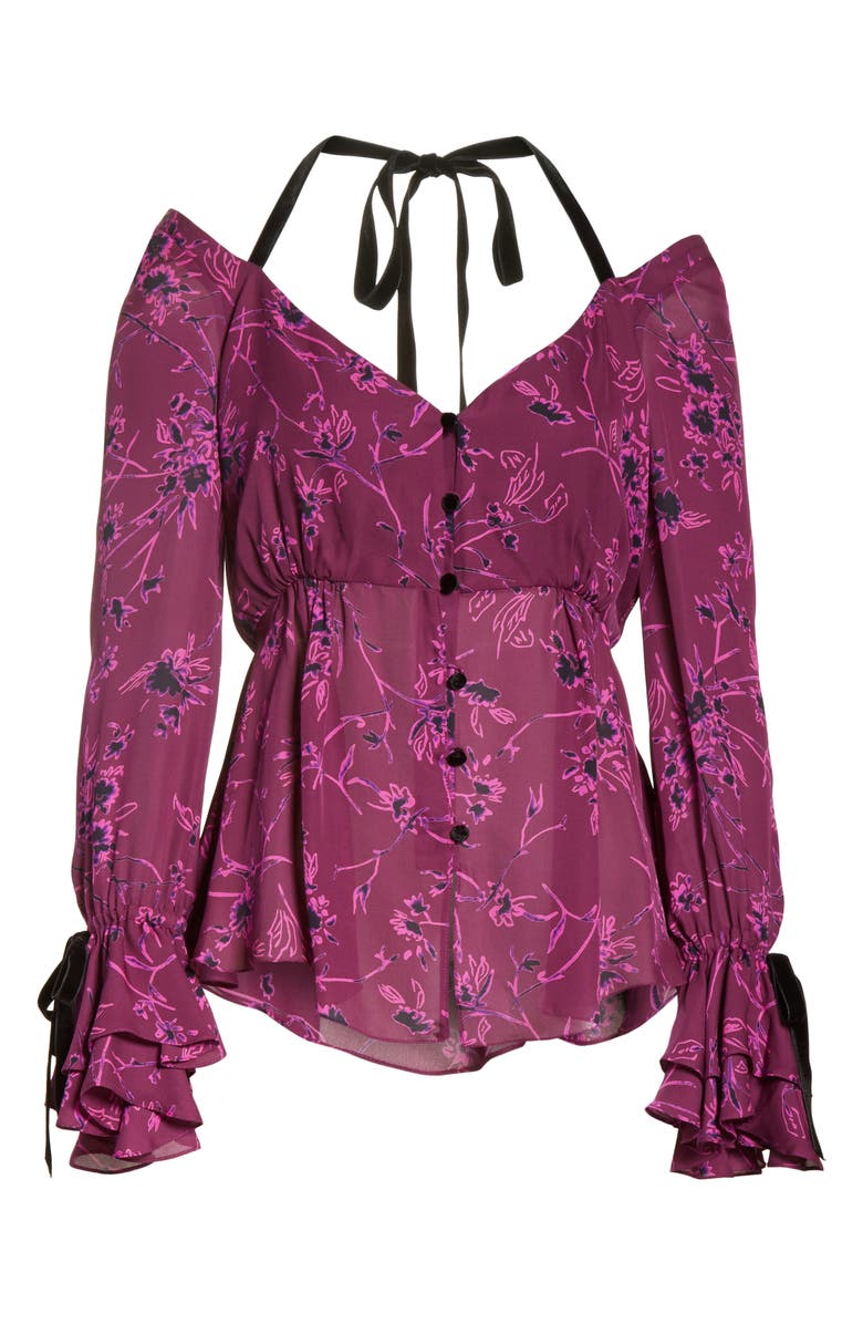 Cinq à Sept Mabel Floral Print Silk Top, Alternate, color, Raspberry Multi