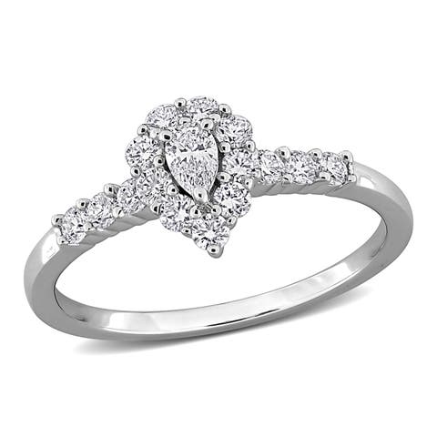 1/2 CTW Lab Grown Diamond Pear Halo Ring
