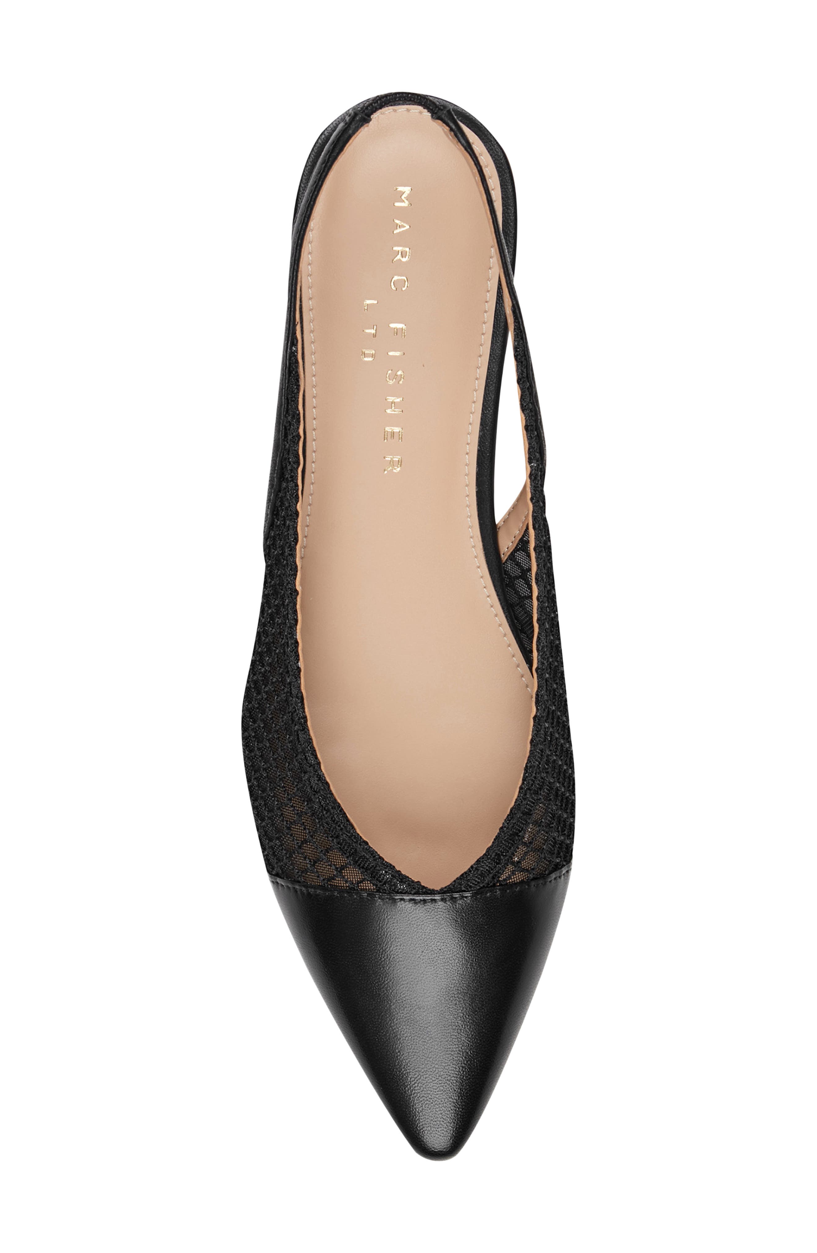 Marc Fisher LTD Davin Pointed Toe Slingback Flat, Alternate, color, Black