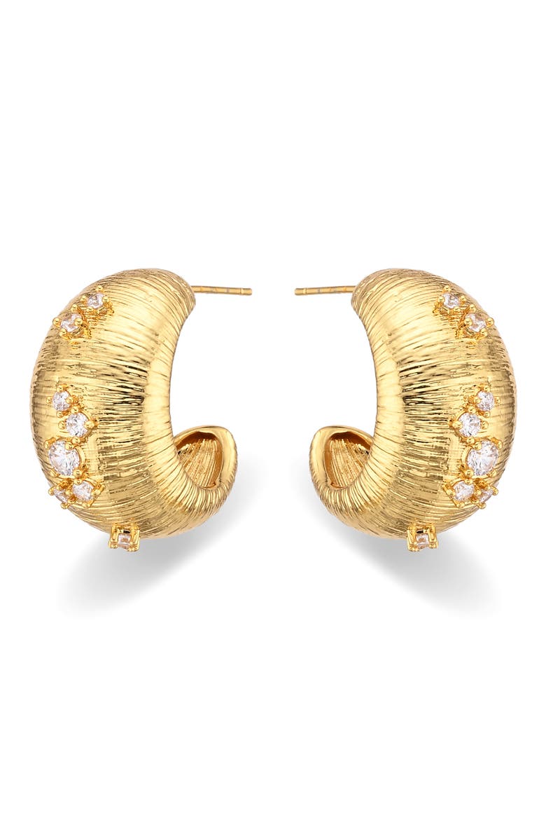 Blair Cubic Zirconia Hoop Earrings, Alternate, color, GOLD