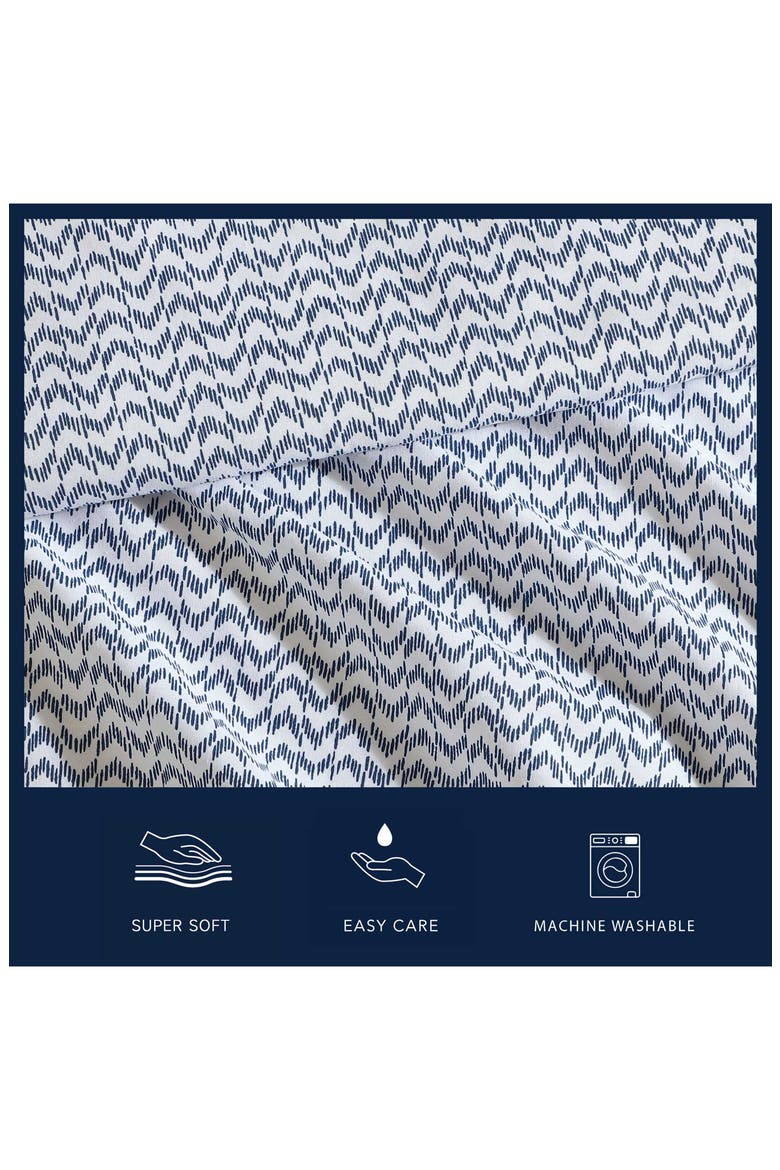 Ikat Wave 200 Thread Count Cotton Percale Sheet Set, Alternate, color, BLUE