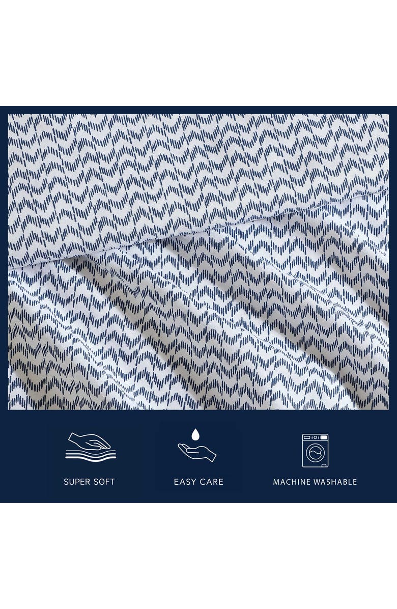 Nautica Ikat Wave 200 Thread Count Cotton Percale Sheet Set, Alternate, color, Blue