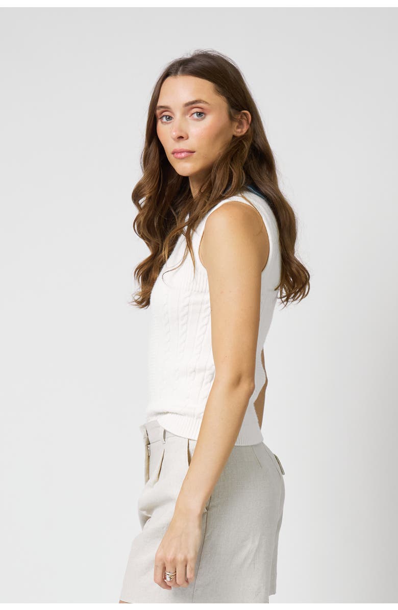 Central Park West Birdie Pointelle Peplum Top, Alternate, color, White