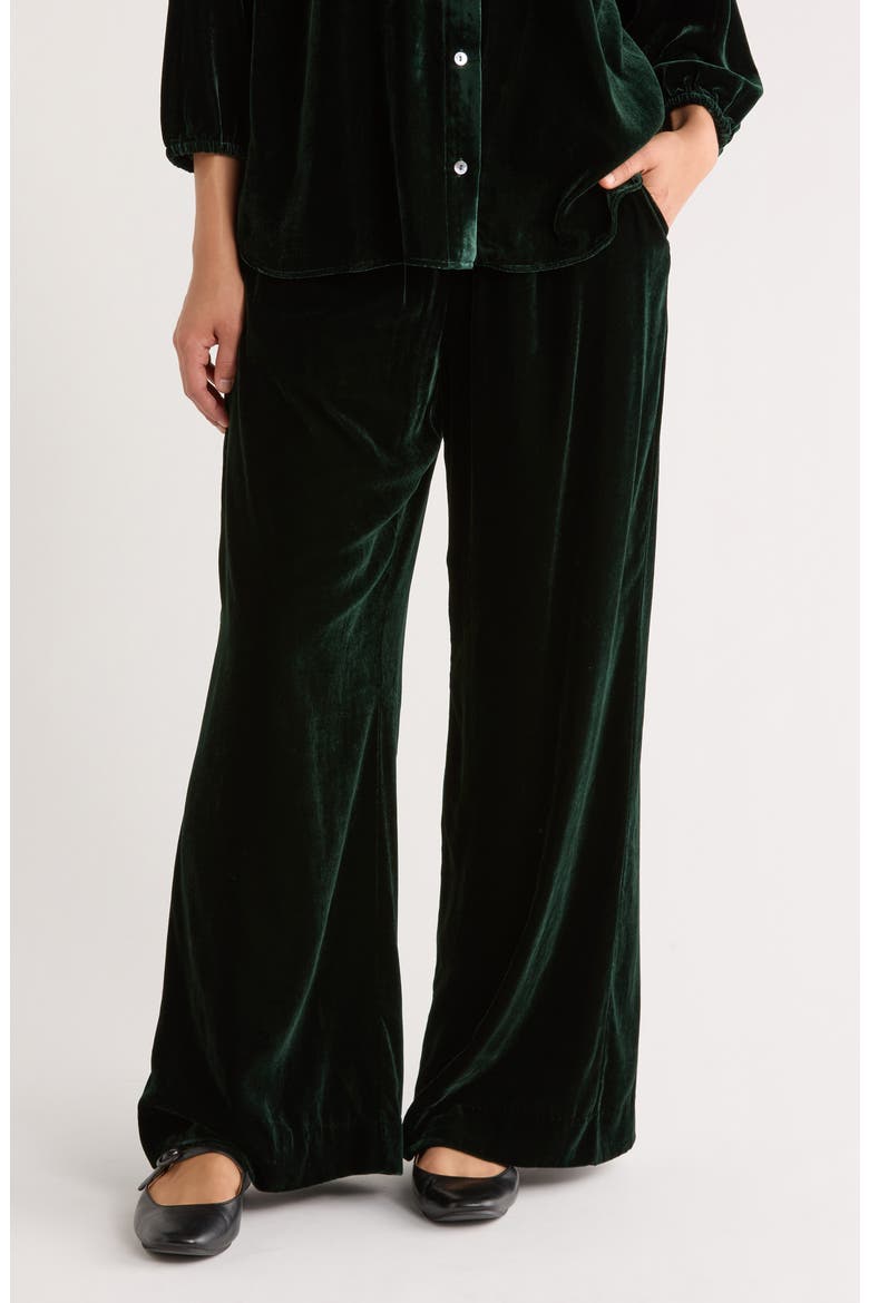 Bella Velvet Drawstring Pants, Main, color, EMERALD
