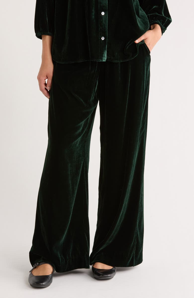 Marine Layer Bella Velvet Drawstring Pants, Main, color, Emerald