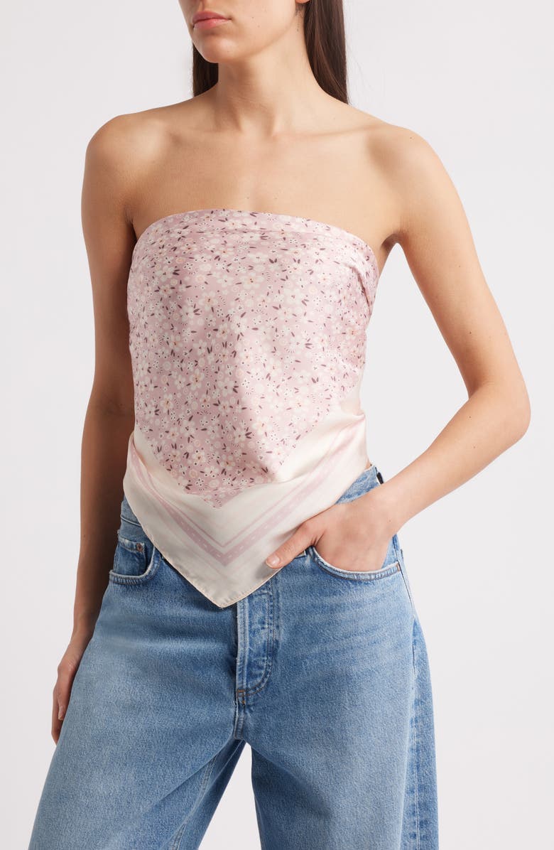 Treasure & Bond Square Satin Scarf, Main, color, Pink Babys- Breath