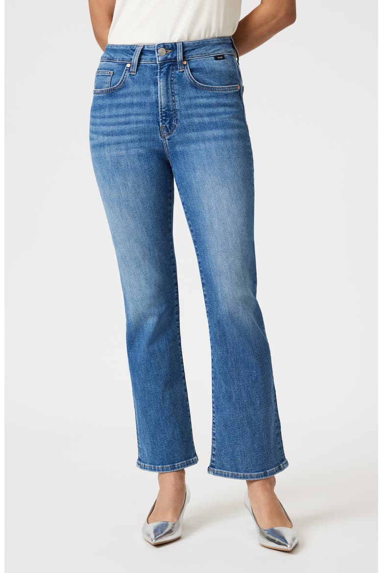 Anika High Waist Crop Flare Jeans, Main, color, MID BRUSHED FLEX BLUE