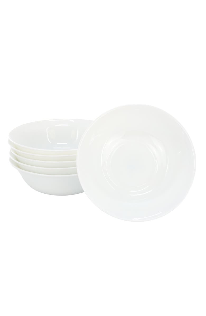 Gibson Ultra Ultra White Shadow 6 Piece 6.5 Inch Opal Glass Cereal Bowl Set, Main, color, White