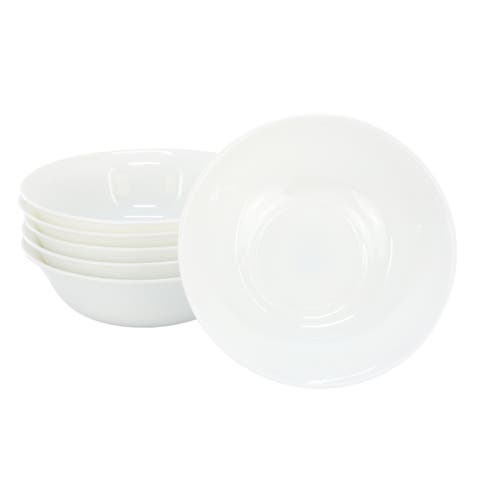 Ultra White Shadow 6 Piece 6.5 Inch Opal Glass Cereal Bowl Set
