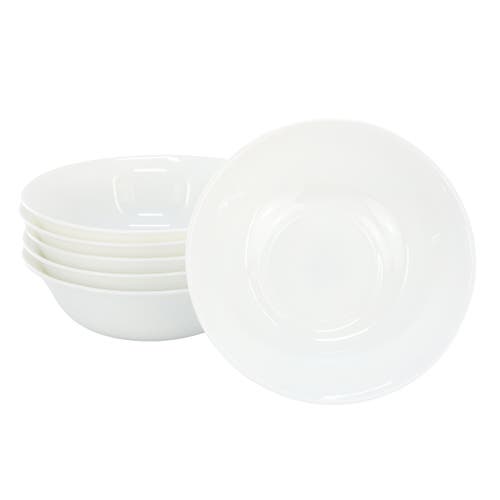 Gibson Ultra Ultra White Shadow 6 Piece 6.5 Inch Opal Glass Cereal Bowl Set