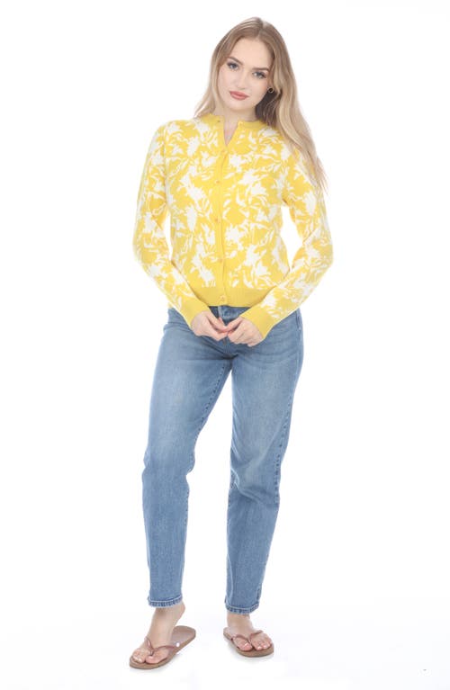 Rain And Rose Floral Crop Cardigan In Yellow