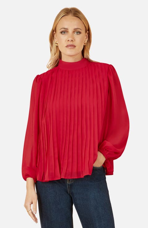 Pleated Long Sleeve Top