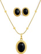 SAVVY CIE JEWELS Boxed Onyx Stud Earrings & Pendant Necklace Set