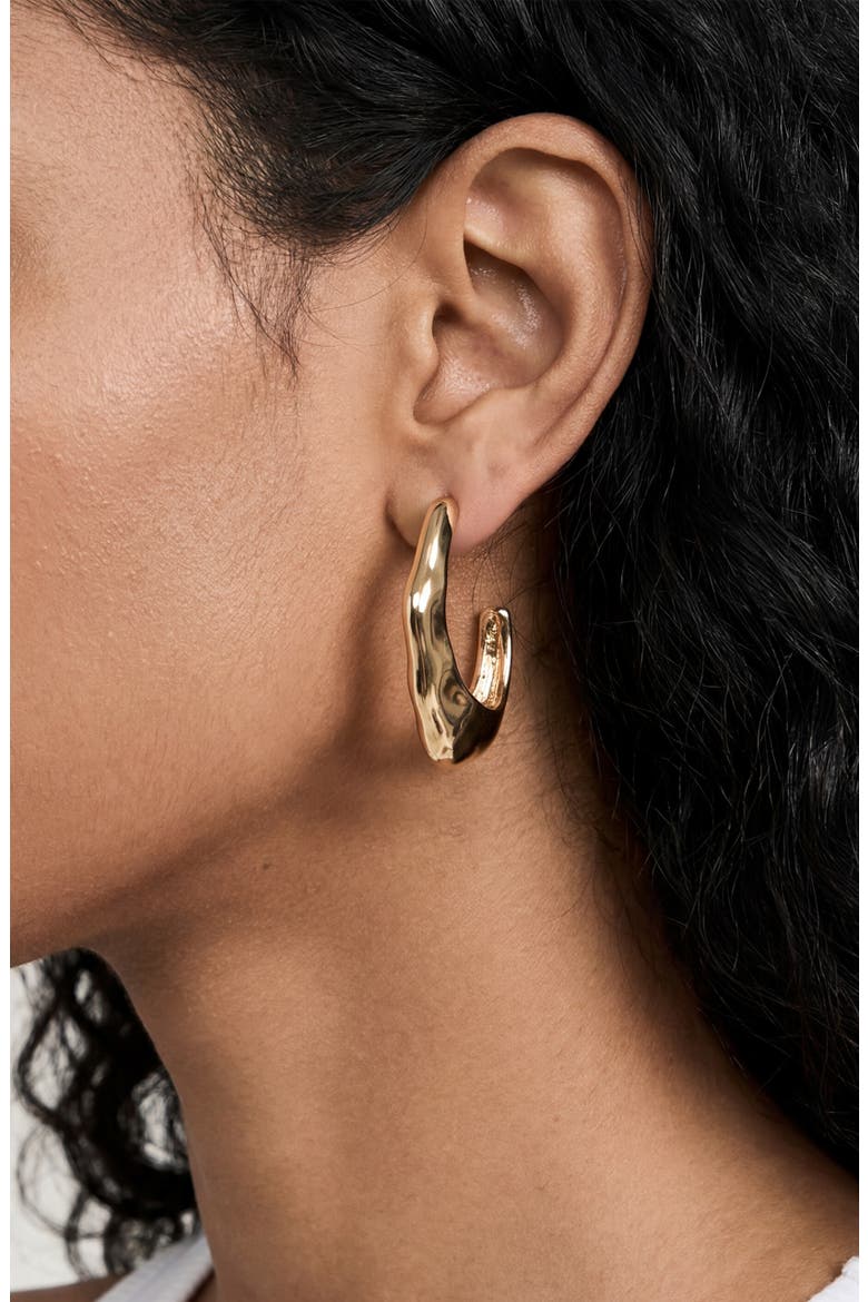 Your Favorite Wavy Hoop Earrings, Alternate, color, GOLD