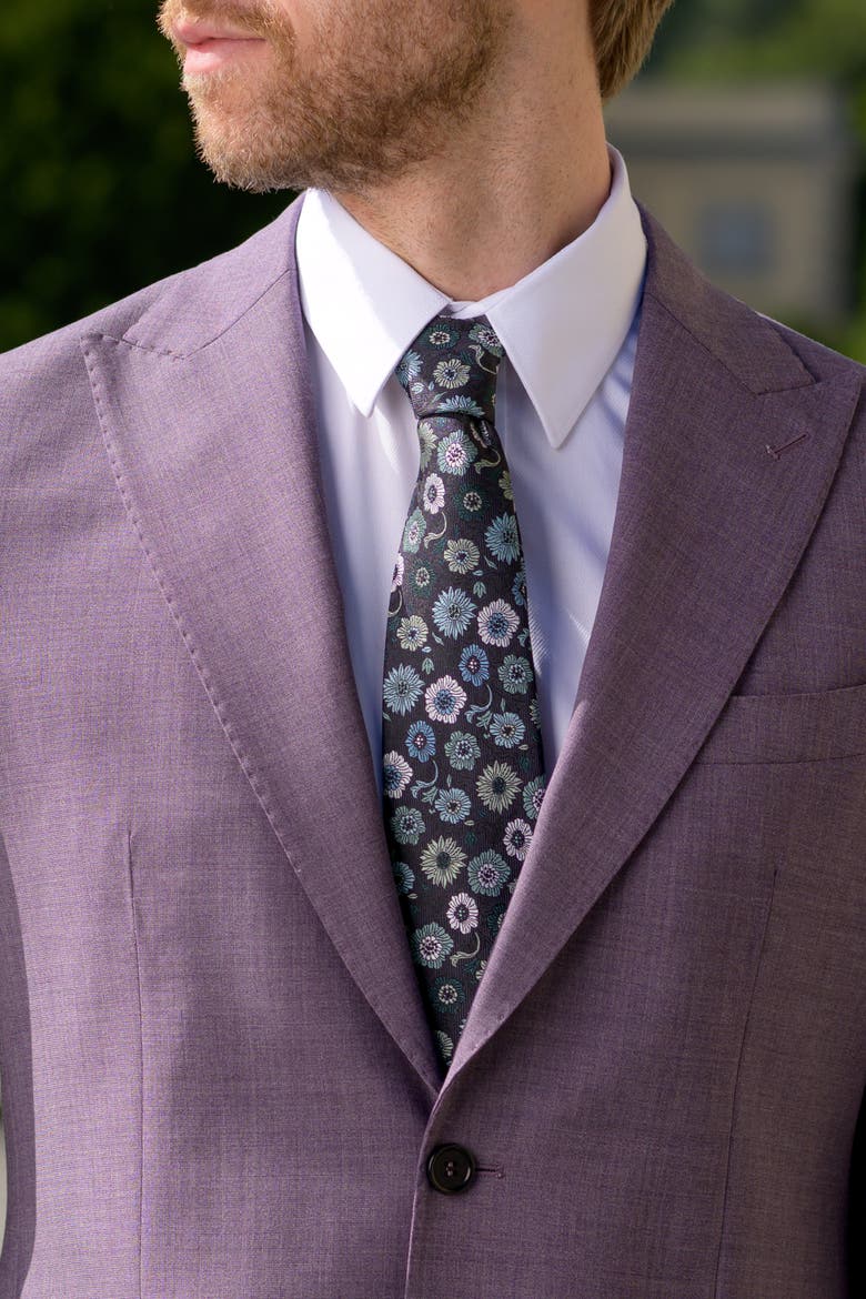 Pergola - Silk Jacquard Tie for Men, Alternate, color, Aqua & Black