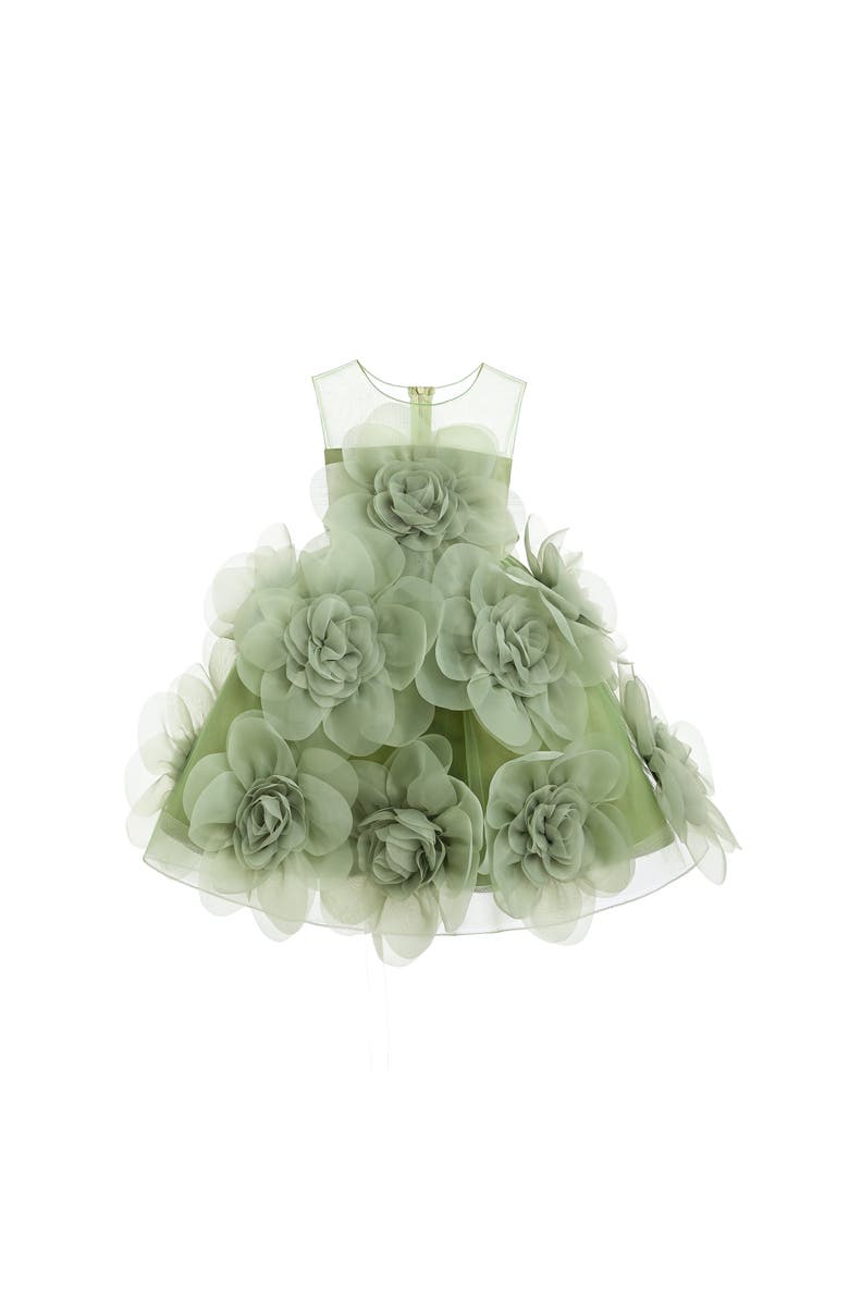 Tulleen Floral Blooming Flowers Dress, Alternate, color, Green