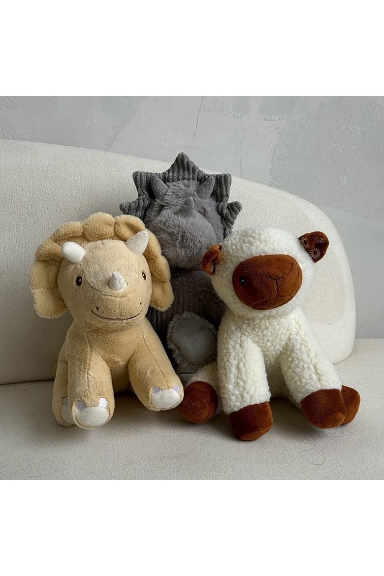 Triceratops Squeak & Crinkle Plush Dog Toy, Alternate, color, Brown