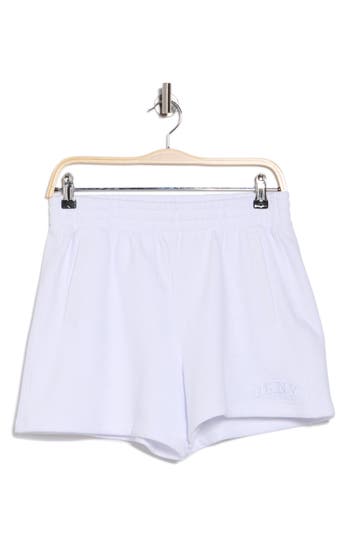 Dkny Embroidered Logo Fleece Shorts In White