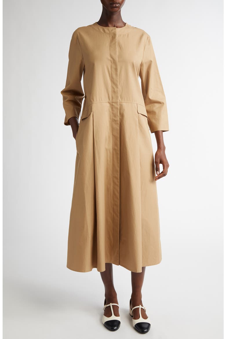 Nora Cotton Twill Dress, Main, color, HAZELNUT BROWN