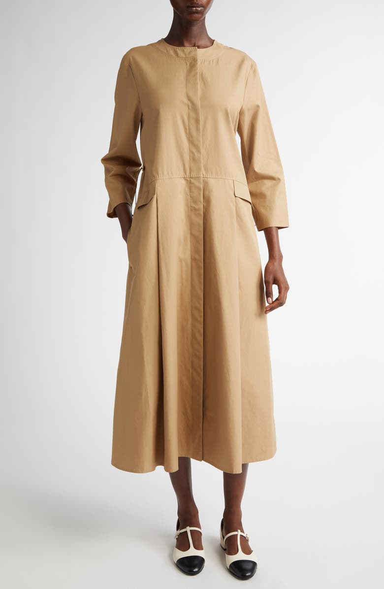 Max Mara Nora Cotton Twill Dress, Main, color, Hazelnut Brown