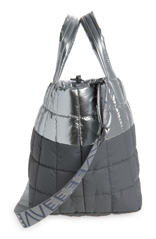 Veecollective Medium Porter Quilted Recycled Nylon Tote In Silver