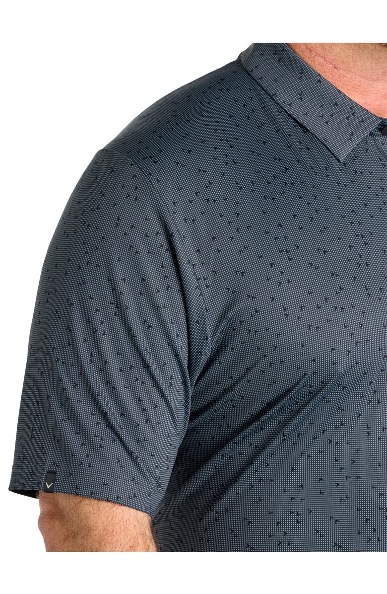 Callaway Big & Tall Chevron Gingham-Printed Performance Polo Shirt, Alternate, color, Caviar
