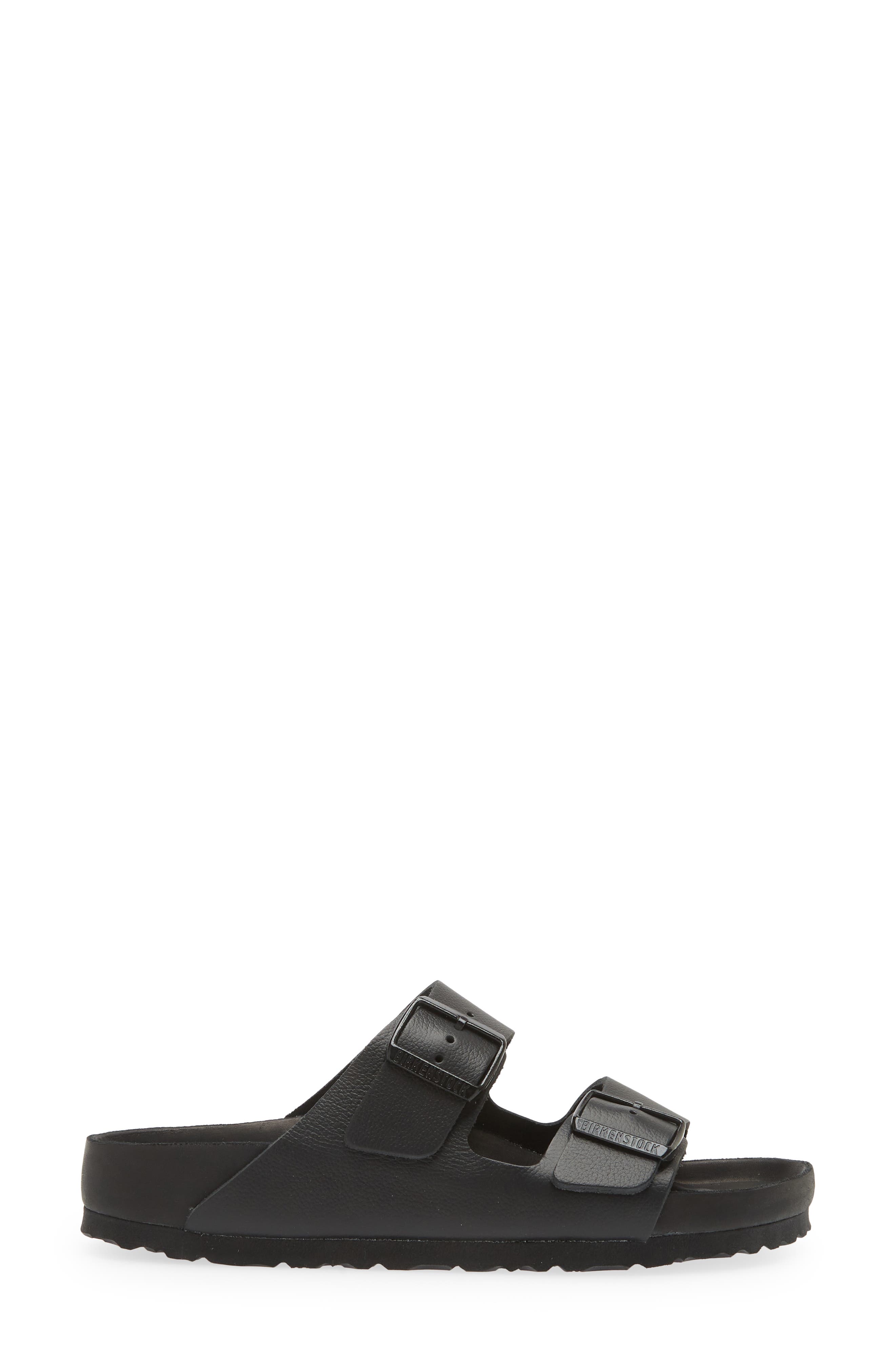 Birkenstock Arizona Exquisite Leather Slide Sandal, Alternate, color, Black