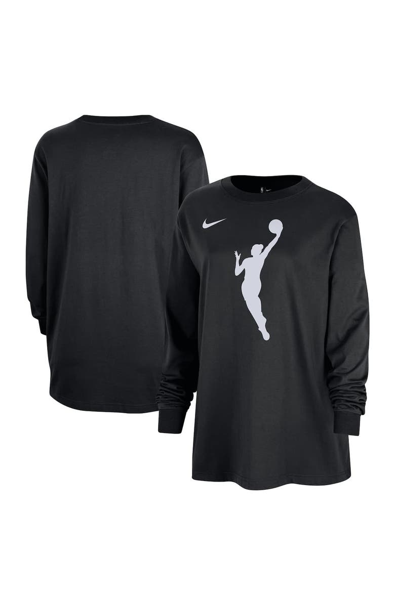 Nike Women's Nike Black WNBA Jumpwoman Logo Boyfriend Oversized Long Sleeve T-Shirt, Alternate, color, 