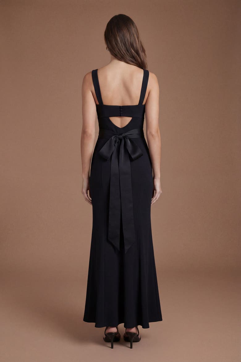 Square Neck Satin Maxi Dress, Alternate, color, Black