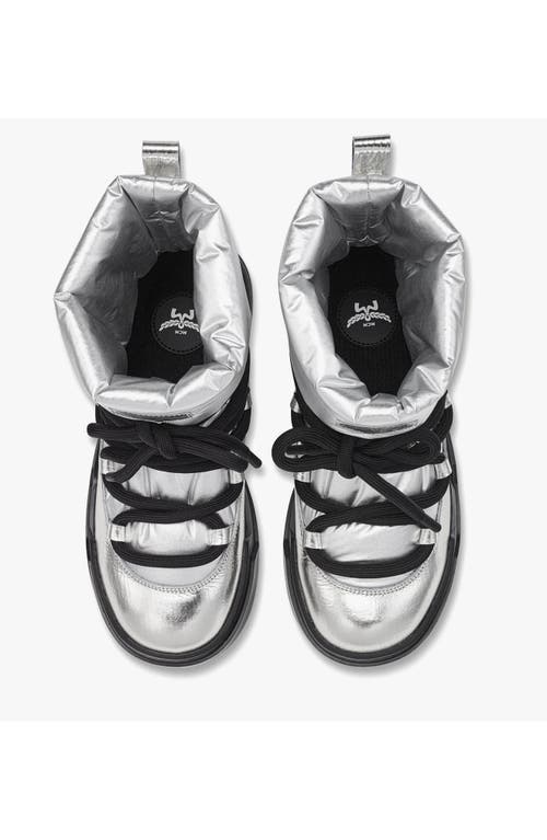 Mcm Skyward Ankle Boots In Metallic Calf Leather In Silver