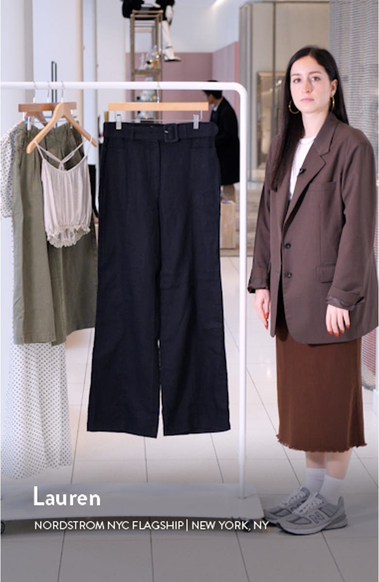 Belted Flared Linen Trousers, sales video thumbnail