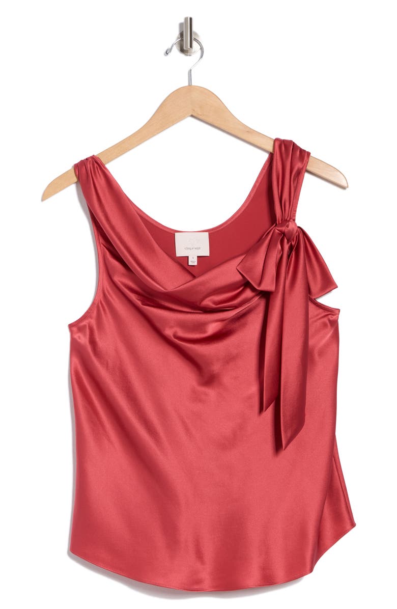 Cinq à Sept Eloise Tie Neck Silk Tank, Alternate, color, Sour Cherry
